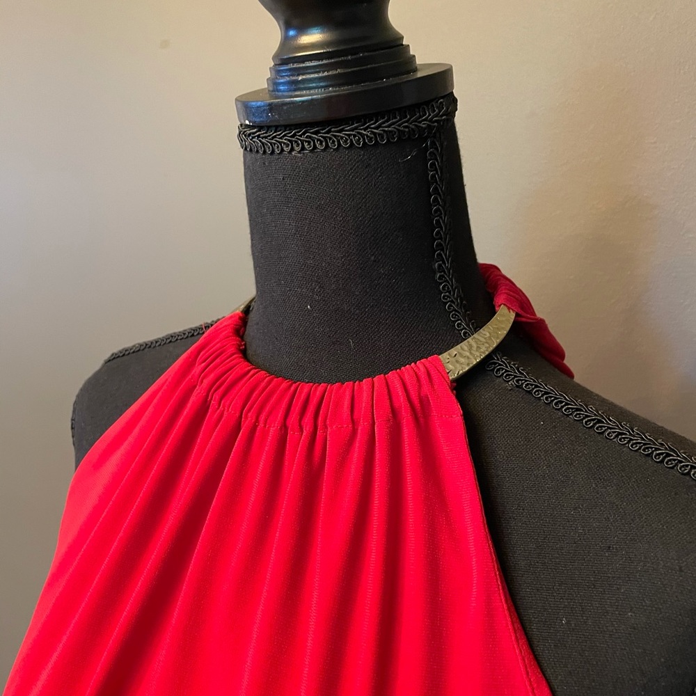 Red Gold Cuffed neckline Michael Kors Top!